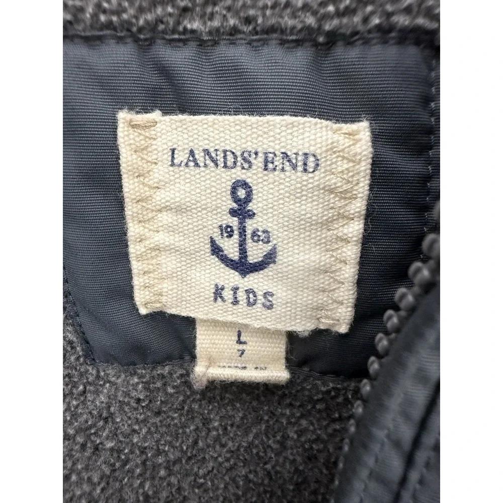 Land's End Kids Youth L (7) Grow-A-Long Gray Hooded Winter Jacket‎ Coat